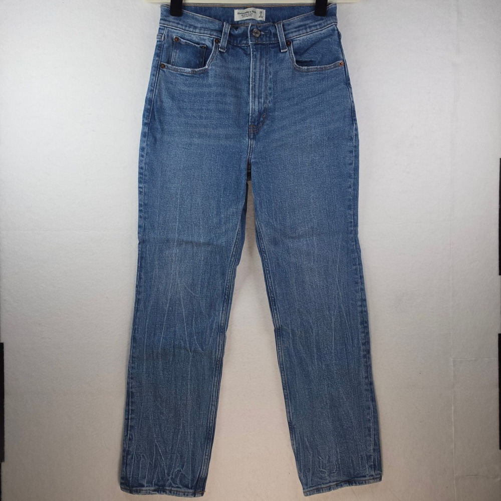 Abercrombie & Fitch Ultra High Rise Ankle Straight Jeans 26/2 Blue Medium Wash